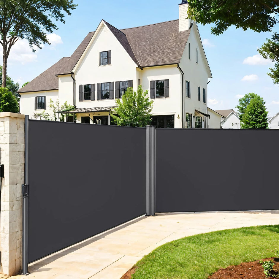 Retractable Double Side Awning – Thickened Polythene – Smoky Grey – Privacy Protection & Sun Shade