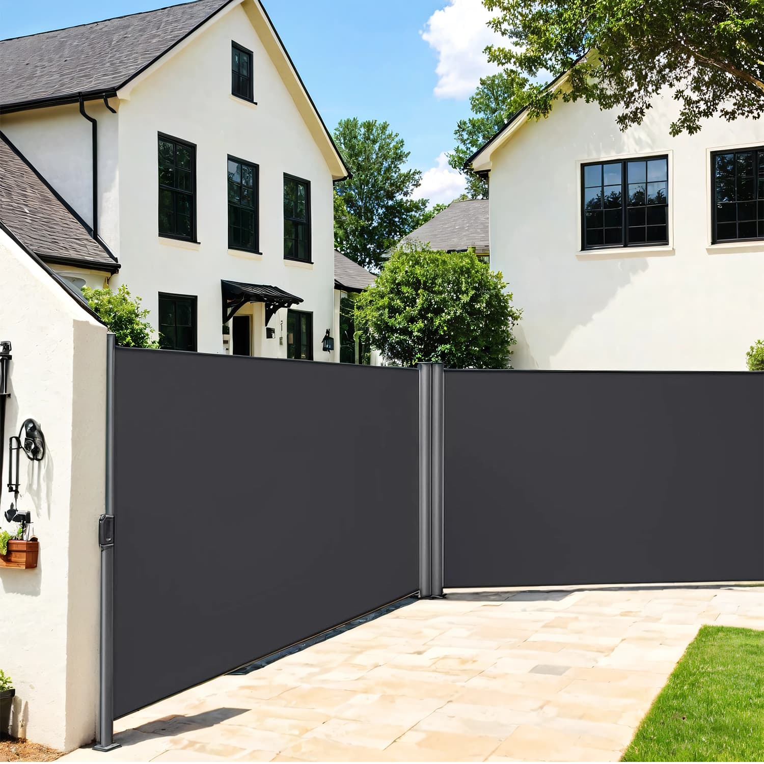 Retractable Double Side Awning – Thickened Polythene – Smoky Grey – Privacy Protection & Sun Shade