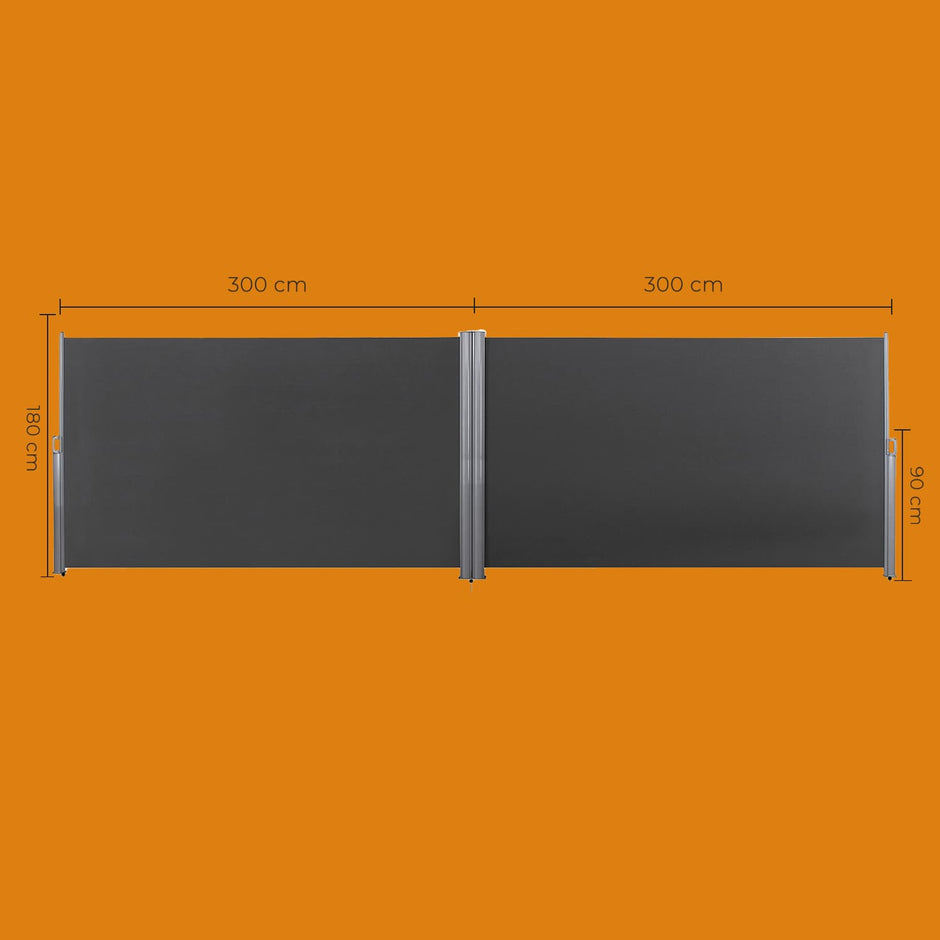 Retractable Double Side Awning – Thickened Polythene – Smoky Grey – Privacy Protection & Sun Shade
