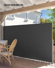 Extendable Side Awning – Fabric – Smoky Grey – Privacy Protection and Sun Shade 180 x 400 cm