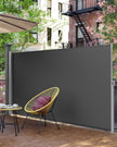 Extendable Side Awning – Fabric – Smoky Grey – Privacy Protection and Sun Shade 180 x 400 cm