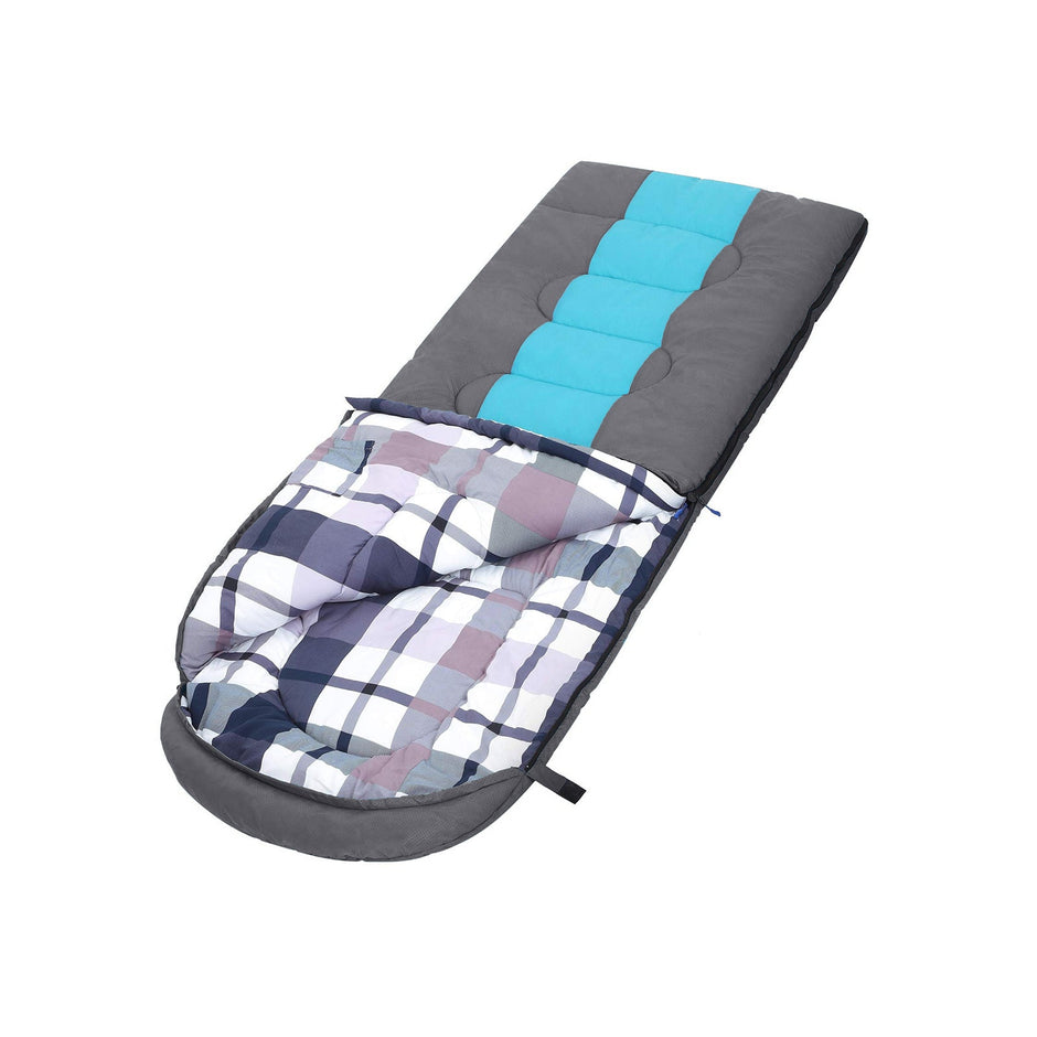 Sleeping Bag – Nylon – Dark Grey and Turquoise – Compact for All Seasons, 220 x 84 cm