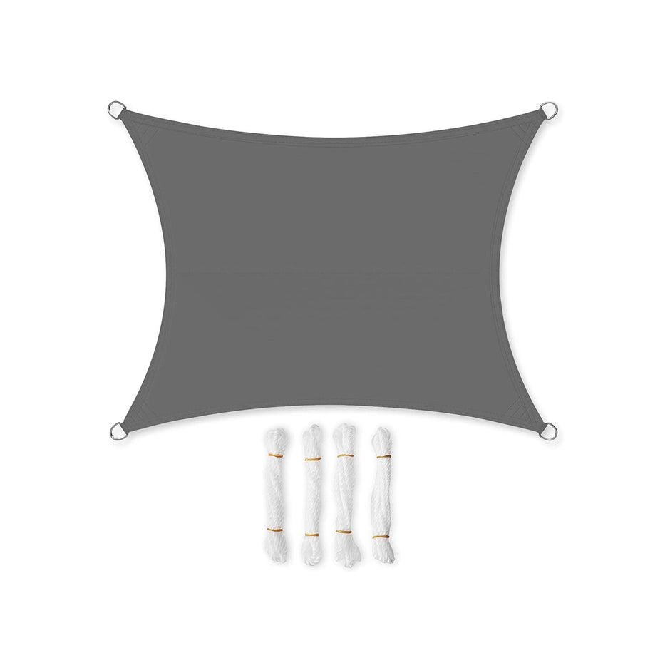 Sun Shade Sail – PES Polyester – Smoky Grey – 3 x 4 m, 93% UV Block, Water Repellent