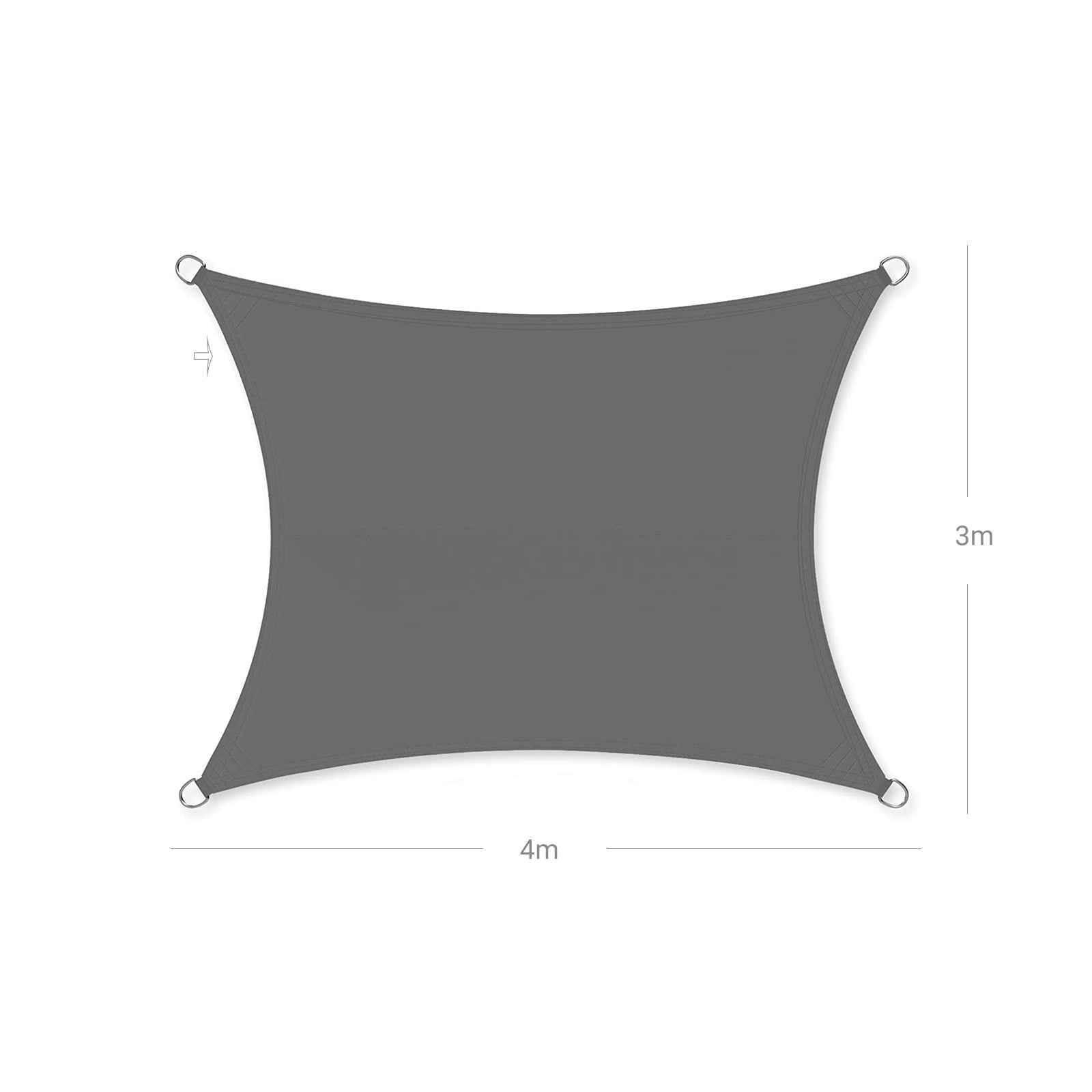 Sun Shade Sail – PES Polyester – Smoky Grey – 3 x 4 m, 93% UV Block, Water Repellent