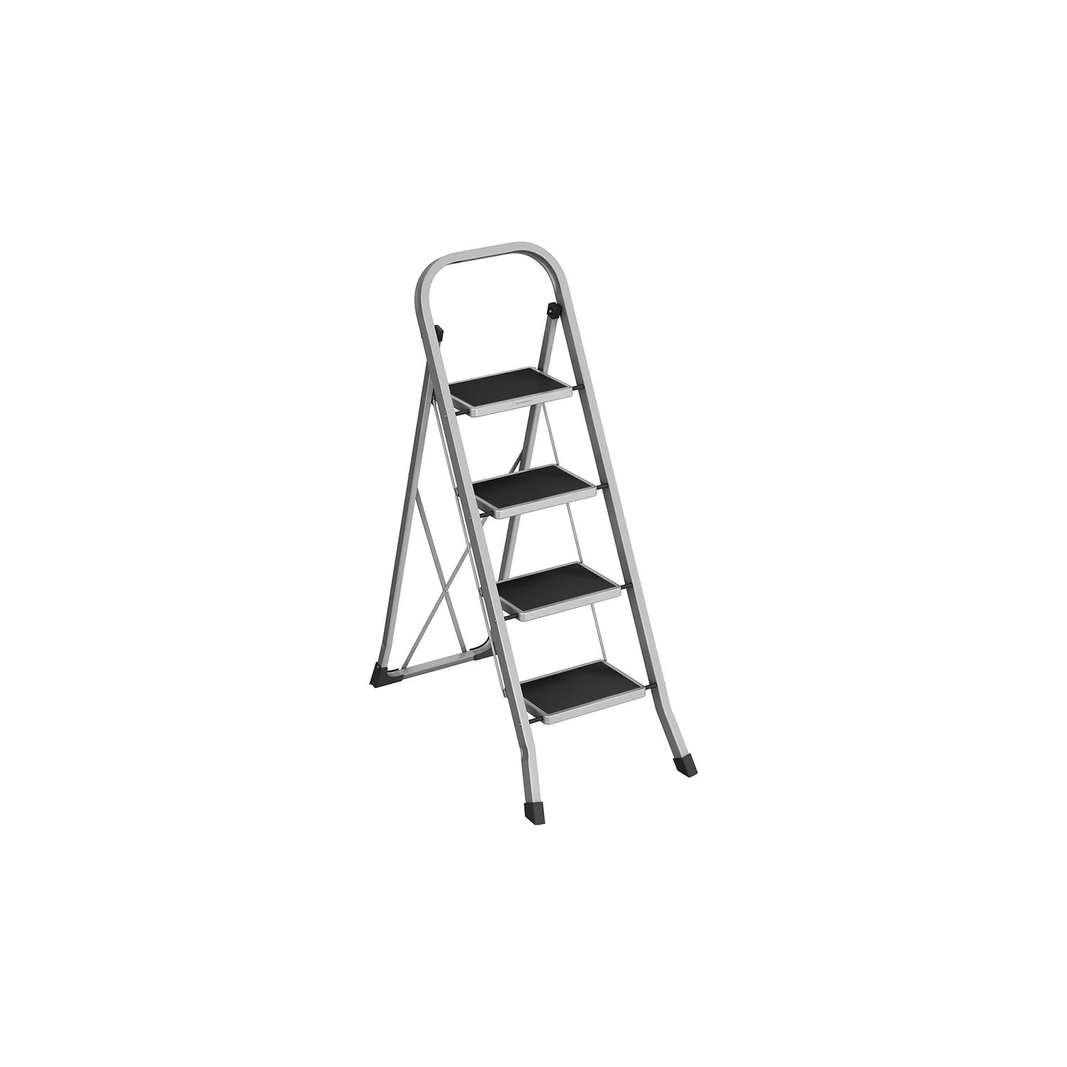 Folding Ladder – Metal – Dove Grey – 4 Steps with Safety Lock