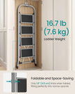 Folding Ladder – Metal – Dove Grey – 4 Steps with Safety Lock