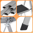 Folding 4-Step Ladder – Metal – Dove Grey – Safety Lock and Space-Saving Design