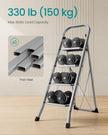 Folding Ladder – Metal – Dove Grey – 4 Steps with Safety Lock