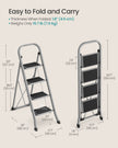 Folding 4-Step Ladder – Metal – Dove Grey – Safety Lock and Space-Saving Design