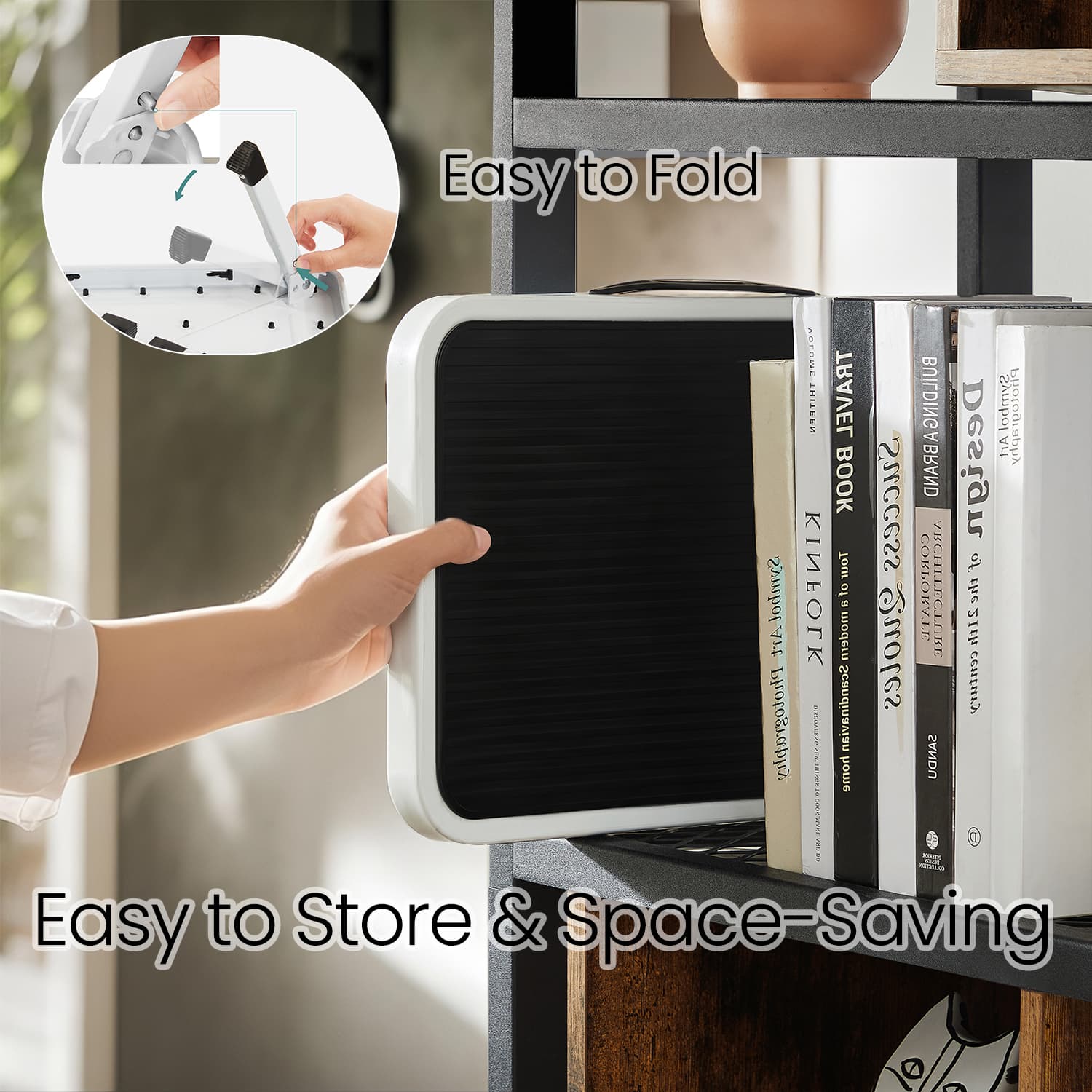 Folding Step Stool – Plastic – White – Non-Slip, Max Load Capacity 150 kg