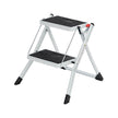 Folding 2 Step Ladder – Heavy Duty Steel – Black – Portable with Anti-Slip Mat, Max Load Capacity 150 kg