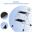 Folding 2-Step Ladder – Metal – Grey/Black and White/Black – Safety Lock with Space-Saving Design