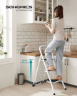 3 Step Ladder – Heavy Duty Steel – Folding and Portable – Anti-Slip Mat, Max Load Capacity 150 kg