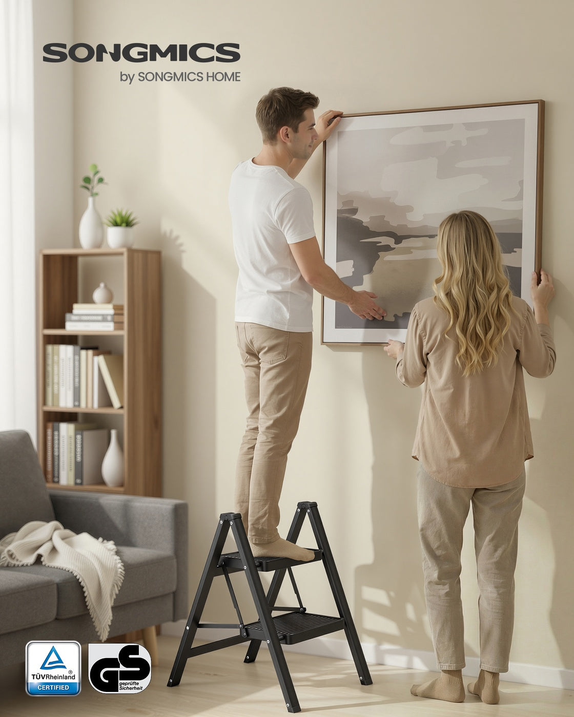 2-Step Ladder - 5.2L - Heavy-Duty Steel - Holds up to 150 kg - Easy Storage