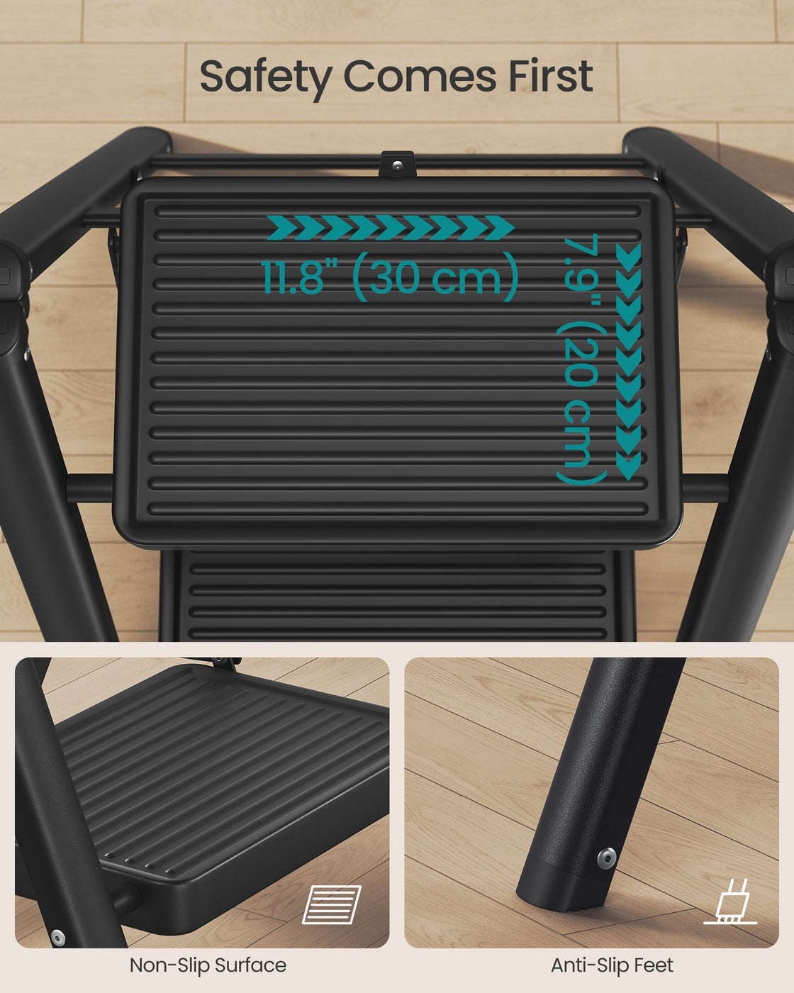 2-Step Ladder - 5.2L - Heavy-Duty Steel - Holds up to 150 kg - Easy Storage