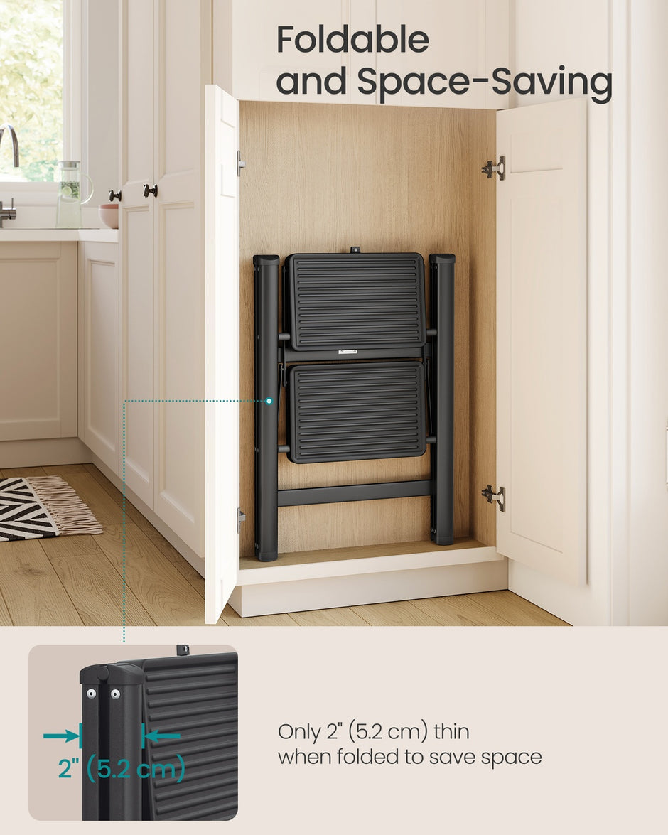 2-Step Ladder - 5.2L - Heavy-Duty Steel - Holds up to 150 kg - Easy Storage