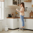 Folding Step Stool – Metal – White – TÜV SÜD Certified, 150 kg Load Capacity