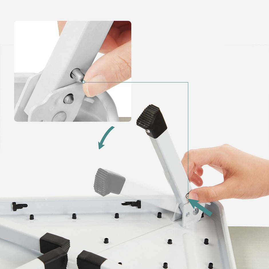 Folding Step Stool – Metal – White – TÜV SÜD Certified, 150 kg Load Capacity