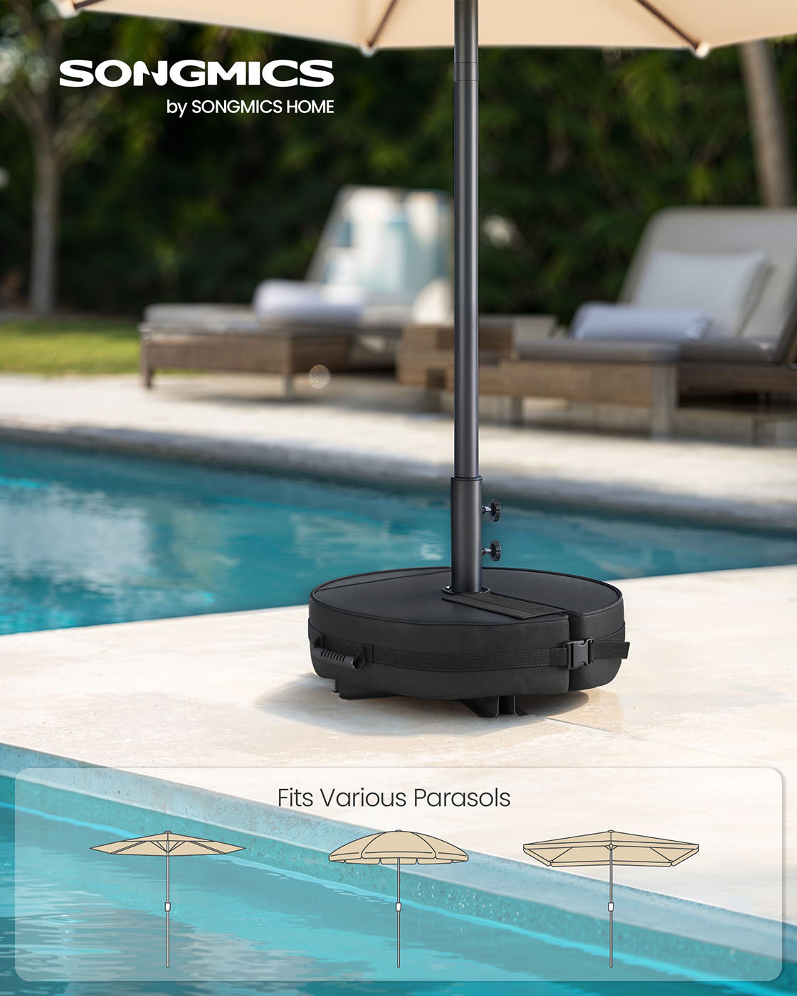 Parasol Base Weight Bag – Fabric – Black – Sand-Filled for 1.5-3 m Parasols