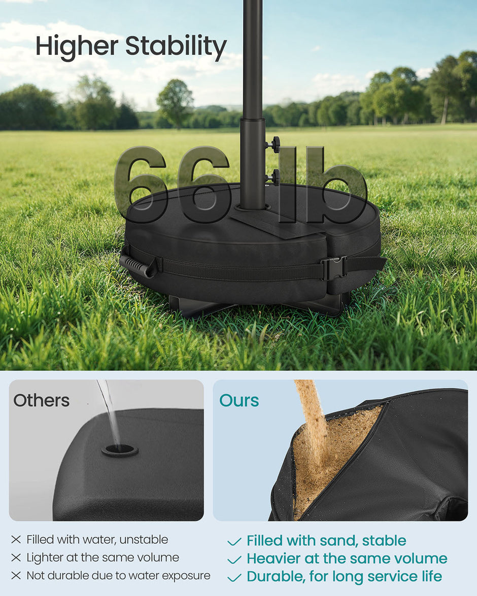 Parasol Base Weight Bag – Fabric – Black – Sand-Filled for 1.5-3 m Parasols
