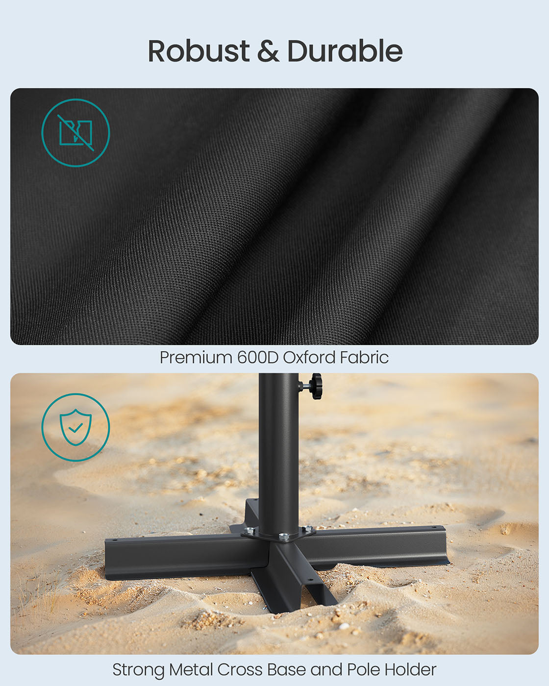 Parasol Base Weight Bag – Fabric – Black – Sand-Filled for 1.5-3 m Parasols