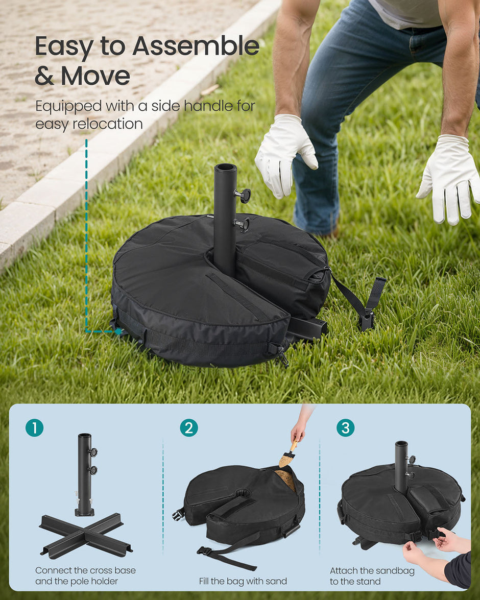 Parasol Base Weight Bag – Fabric – Black – Sand-Filled for 1.5-3 m Parasols