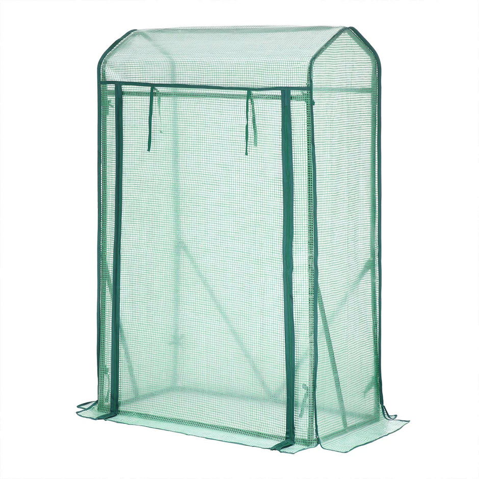 Small Greenhouse – Metal Frame – Green – Compact Design with Roll-up Door