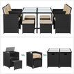 Garden Dining Table and Chairs Set – PE Rattan – Black and Beige – Space-Saving with Cushions