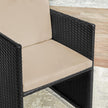 Garden Dining Table and Chairs Set – PE Rattan – Black and Beige – Space-Saving with Cushions