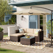 Garden Furniture Set – PE Rattan – Black and Beige – 5-Piece Patio Conversation Set with Cushions and Glass Table