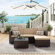 Garden Furniture Set – PE Rattan – Black and Beige – 5-Piece Patio Conversation Set with Cushions and Glass Table