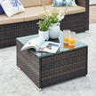 Garden Furniture Set – PE Rattan – Black and Beige – 5-Piece Patio Conversation Set with Cushions and Glass Table