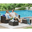 Garden Furniture Set – PE Rattan – Black and Beige – 5-Piece Patio Conversation Set with Cushions and Glass Table