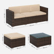 Garden Furniture Set – PE Rattan – Black and Beige – 5-Piece Patio Conversation Set with Cushions and Glass Table