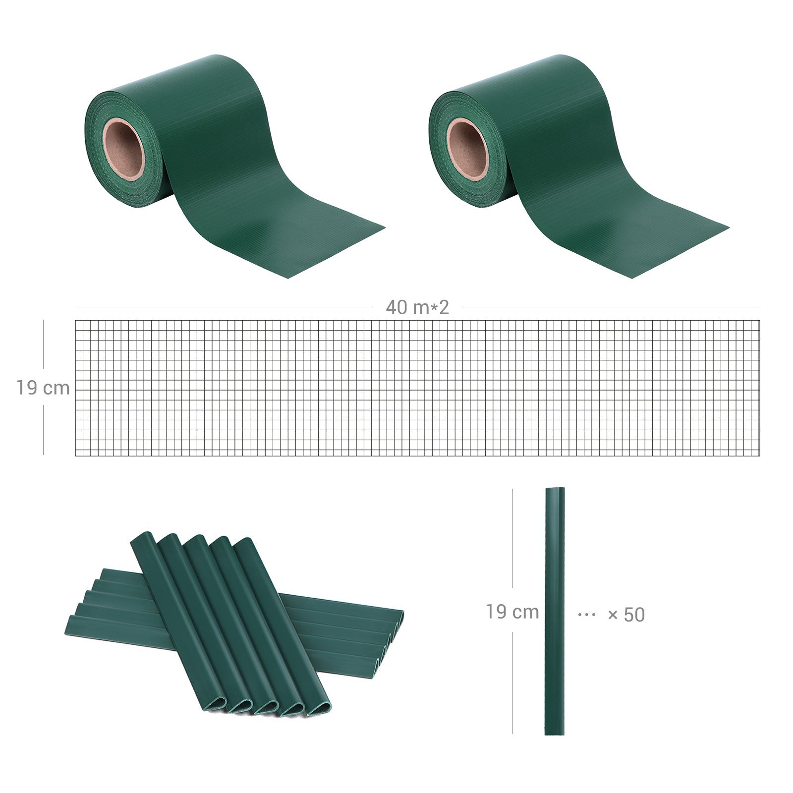 PVC Privacy Screen – Opaque – Green – UV Resistant with Mounting Clips