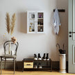 Wall Cabinet – Wooden – White – Glass Door with Adjustable Shelves