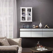Wall Cabinet – Wooden – White – Glass Door with Adjustable Shelves