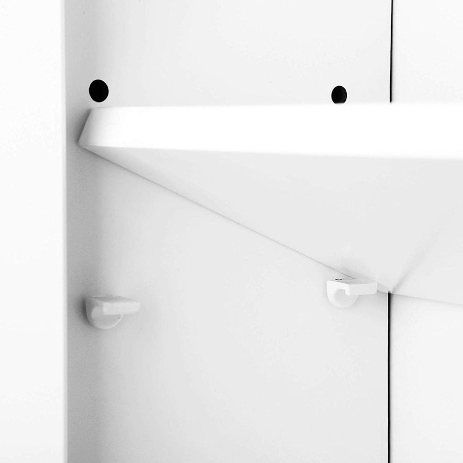 Wall Cabinet – Wooden – White – Glass Door with Adjustable Shelves