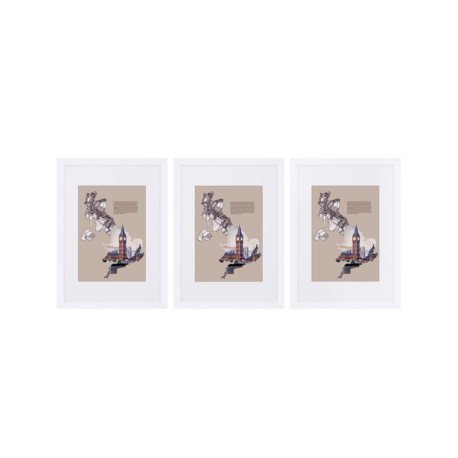 Picture Frame Set – MDF and Glass – White – Set of 3, A3 and 8x10 inch, No Mat and with Mat