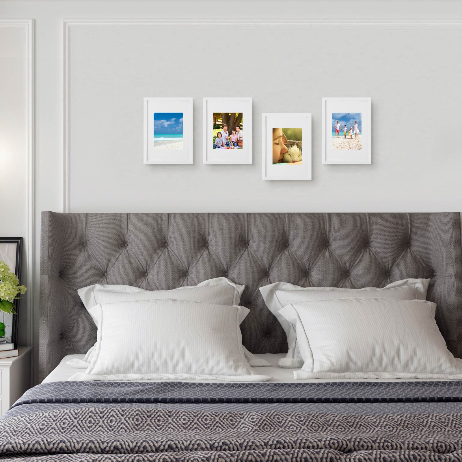 Picture Frame Set – MDF and Glass – White – Set of 3, A3 and 8x10 inch, No Mat and with Mat