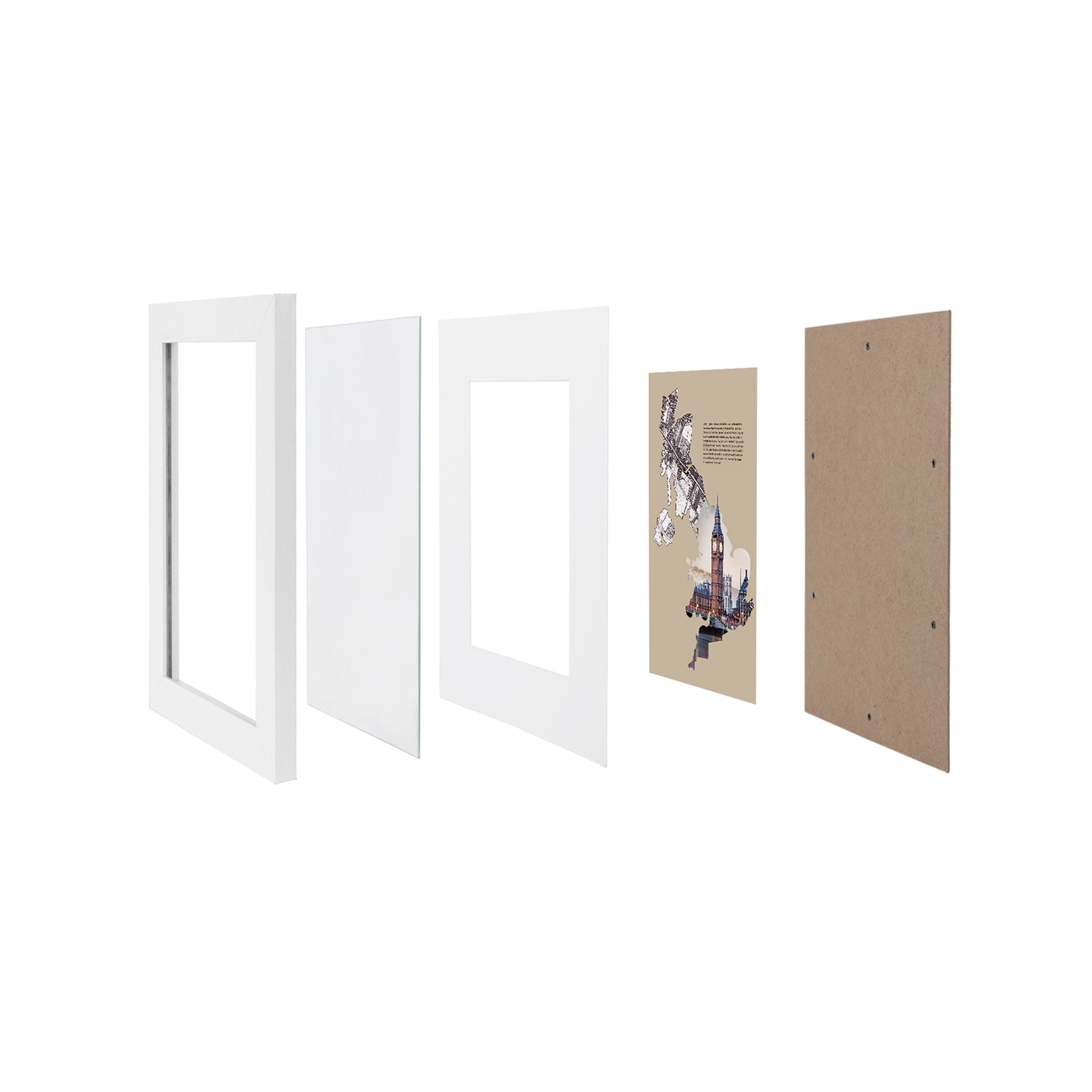 Picture Frame Set – MDF and Glass – White – Set of 3, A3 and 8x10 inch, No Mat and with Mat
