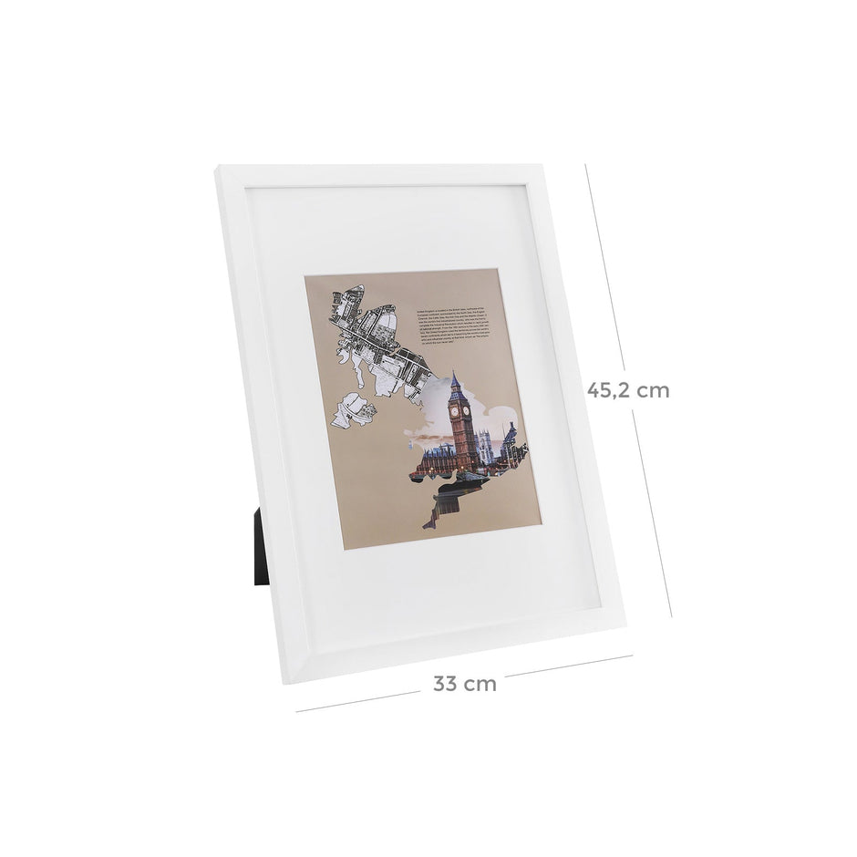 Picture Frame Set – MDF and Glass – White – Set of 3, A3 and 8x10 inch, No Mat and with Mat