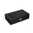 Watch Box – Faux Leather – Black – 12-Slot with Glass Lid and Velvet Lining