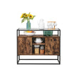 Storage Cabinet – Tempered Glass & Steel – Rustic Brown and Black – Open Compartments