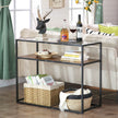 Console Table – Tempered Glass – Rustic Brown and Black – Industrial Style with Robust Steel Frame