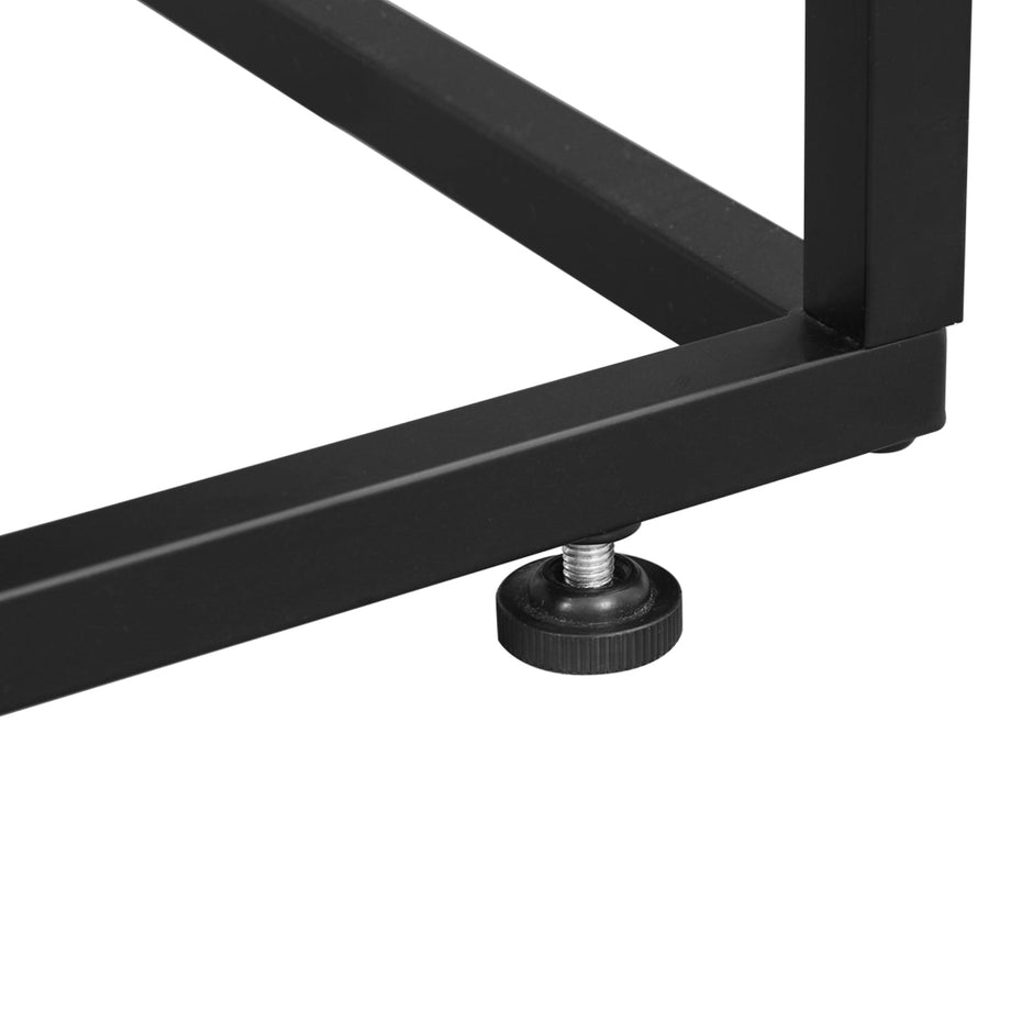 Console Table – Tempered Glass – Rustic Brown and Black – Industrial Style with Robust Steel Frame