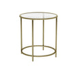 Round Side Table – Tempered Glass & Golden Metal – Gold – Robust and Decorative
