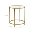 Round Side Table – Tempered Glass & Golden Metal – Gold – Robust and Decorative