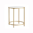 Round Side Table – Wooden Top – Gold and White – Modern Design with Easy Assembly