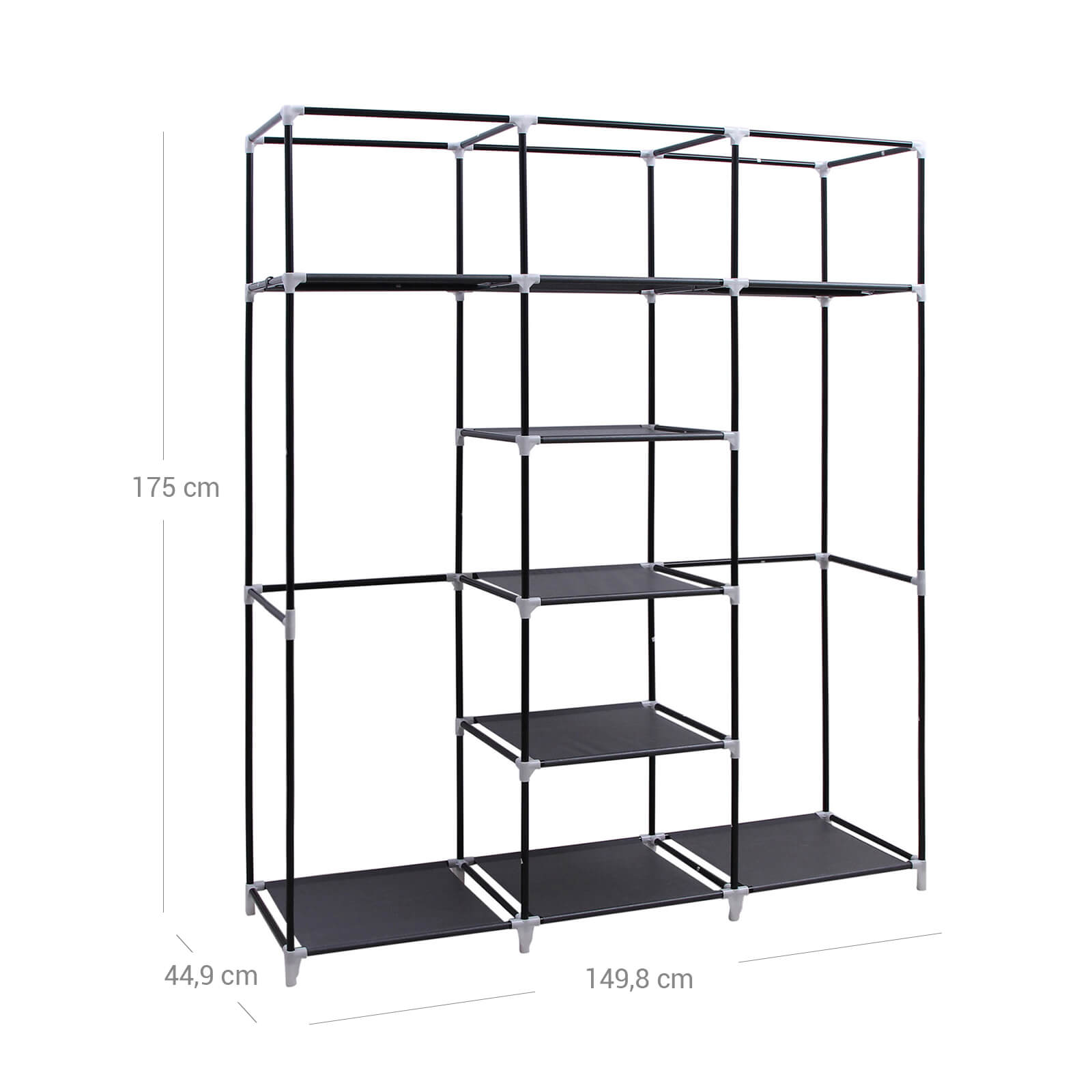 Canvas Wardrobe – Beige – Space-saving Design with Hanging Rail and Storage Shelves
